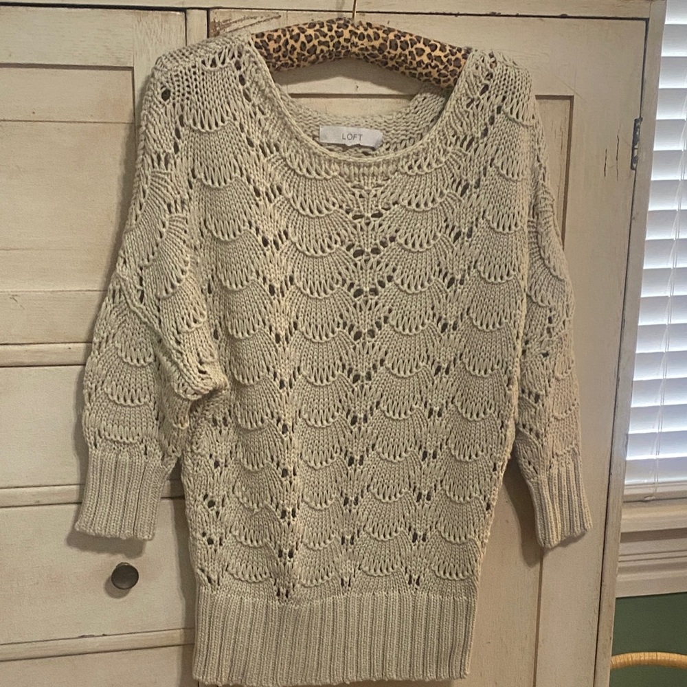 LOFT Cream Textured Women's Sweater